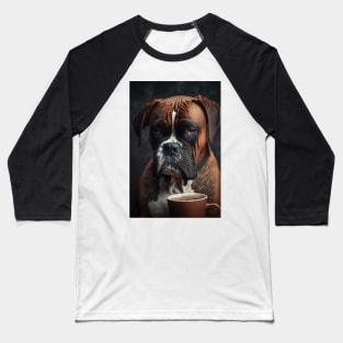 Brewed for the Tired Boxer: A Canine-Approved Print for Coffee Lovers Baseball T-Shirt